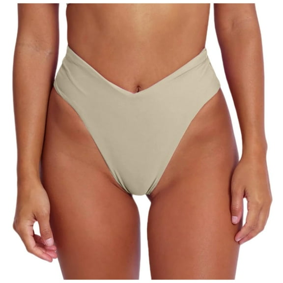 Women's Sexy V Cut High Cut Bikini Bottoms - High Waisted Swimwear with Elastic Nylon Spandex Fabric