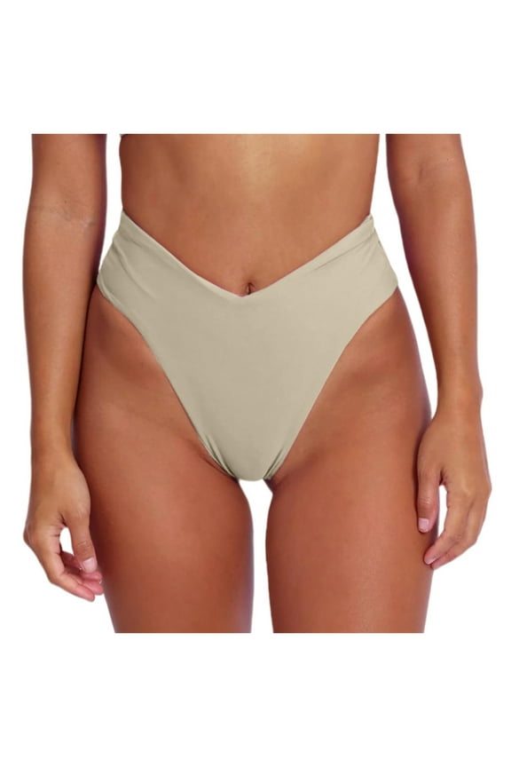 Women's Sexy V Cut High Cut Bikini Bottoms - High Waisted Swimwear with Elastic Nylon Spandex Fabric