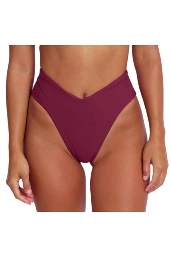 Women's Sexy V-Cut High Waist Bikini Bottoms - Nylon-Spandex, XS-XL - High-Cut Leg, 62-78cm Waist, Suitable for Swimwear Matching