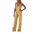 thumbnail image 1 of Women's Sexy V Neck Backless Denim Jumpsuit Sleeveless Washed Romper Casual Summer Outfit Fashion Trendy Comfortable Stylish, 1 of 2