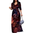thumbnail image 1 of Women's Sexy V Neck Floral Long Sleeves Maxi Dresses Casual Loose Party Prom Ladies Outfits Chic Curvy Elegant Outwear Vestidos, 1 of 4