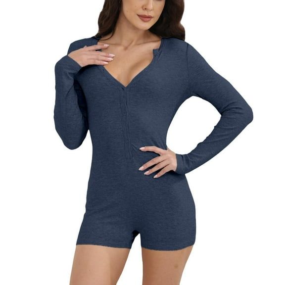 Women's Sexy V Neck Short Sleeve Romper - Backless Jumpsuit, Drop Crotch - Polyester Bodysuit for Gym/Party/Casual Wear