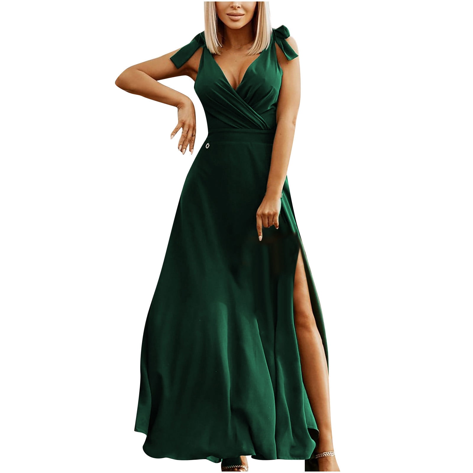 Sage Green Slip Evening Dresses Long Adjustable Straps A Line High Slit  Cowl Neck Women Evening Party Dress Maxi Formal Vestido