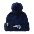 thumbnail image 1 of Women's Sh*t That I Knit Navy New England Patriots Hand-Knit Brimmed Merino Wool Beanie with Yarn Pom Pom, 1 of 1