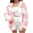 thumbnail image 1 of Women's Shacket Jacket Plaid Pink Zipper-Neck Pullover Long Sleeve Hooded Blouse Sweatshirt S, 1 of 7