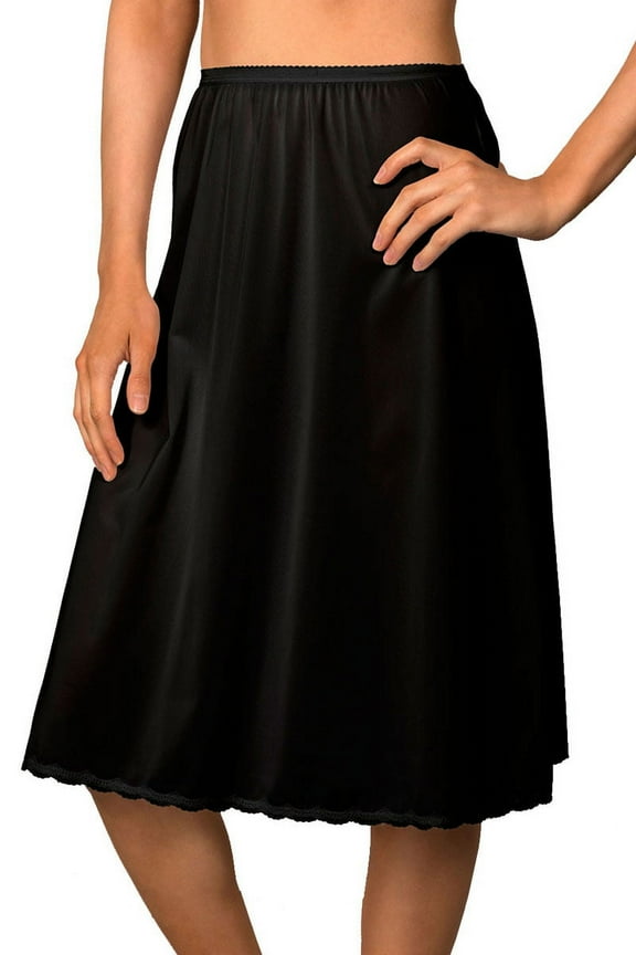 Women's Shadowline 11638X Plus 38 Inch Long Flare Half Slip (Black 3X)