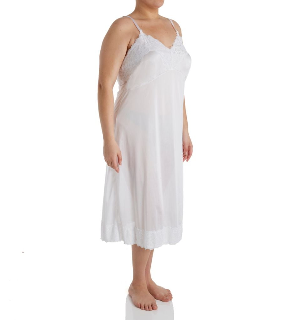 Women s Shadowline 1360X Plus Size Full Slip with Wide Lace White 44
