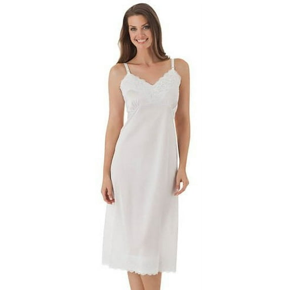 Women's Shadowline 1360X Plus Size Full Slip with Wide Lace (White 48)