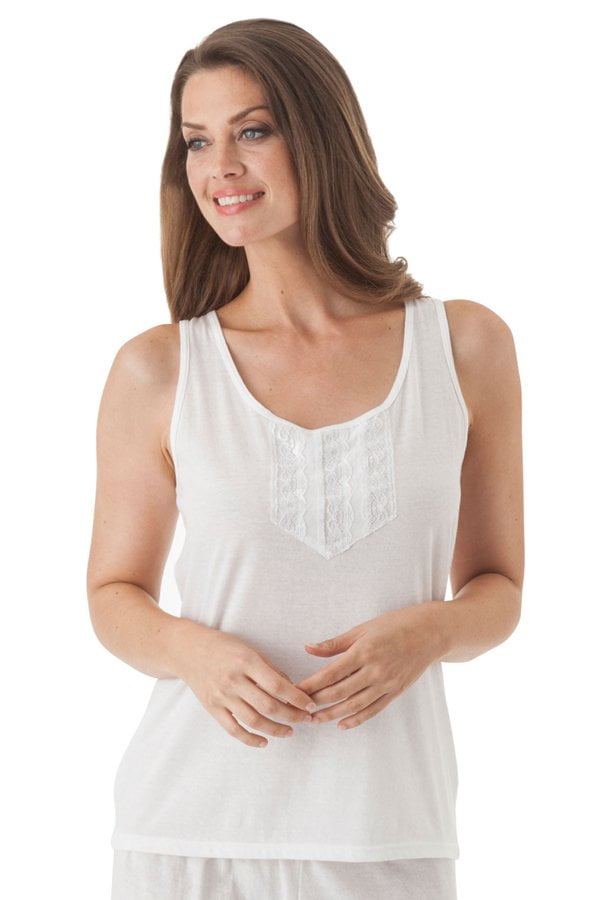 Women's Shadowline 1529X Plus Cotton Knit Lace Camisole (White 3X — free download