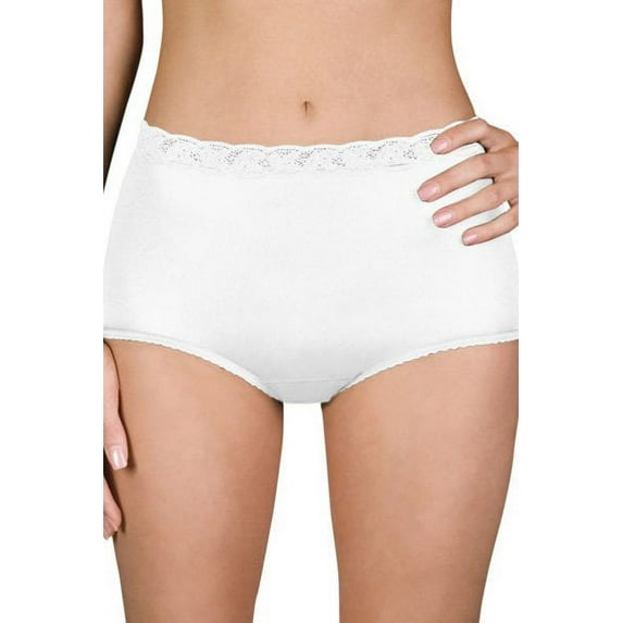 Women's Shadowline 17014P Plus Size Nylon Classics Brief Panty (White 9)