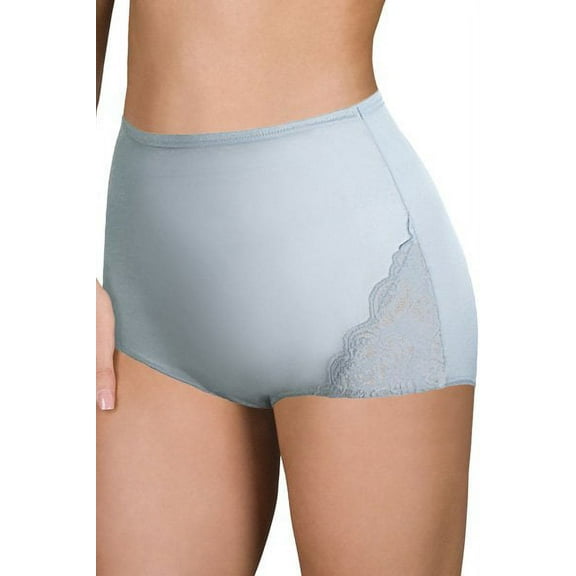 Women's Shadowline 17082 Lace Inset Brief Panty (Silver 11)