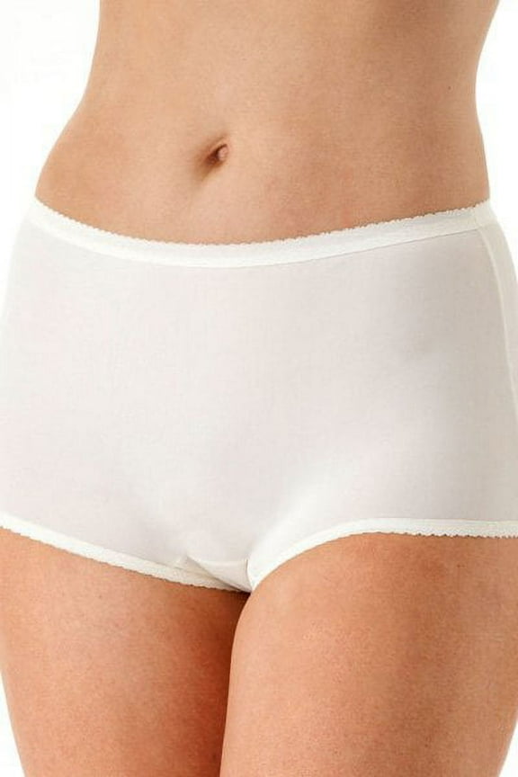 Women's Shadowline 17642 Nylon Modern Brief Panty (White 7)