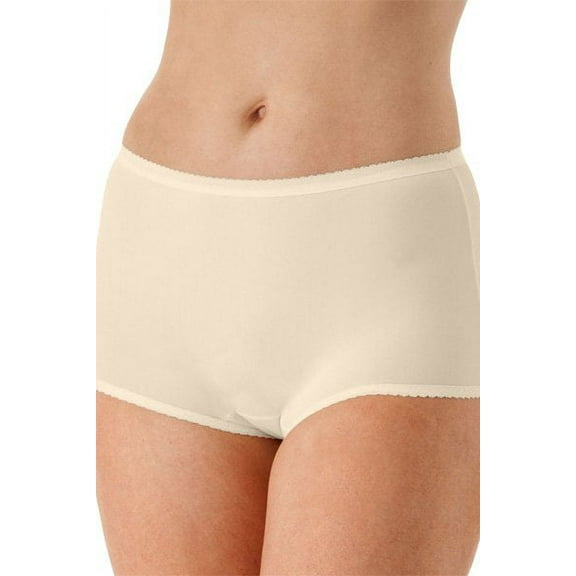 Women's Shadowline 17642P Plus Size Nylon Modern Brief Panty (Ivory 9)