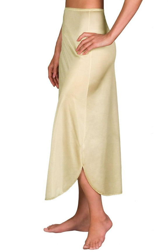 Women's Shadowline 2116 Nylon Essentials Double Slit 1/2 Slip (Beige L)