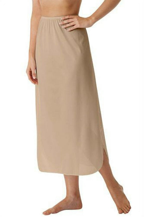 Women's Shadowline 2116 Nylon Essentials Double Slit 1/2 Slip (Nude M)