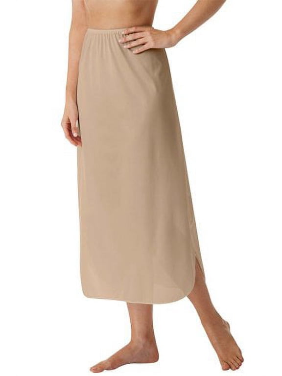 Women's Shadowline 2116 Nylon Essentials Double Slit 1/2 Slip (Nude M)