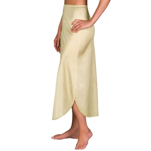 Women's Shadowline 2116X Plus Nylon Essentials Double Slit 1/2 Slip (Beige 2X)