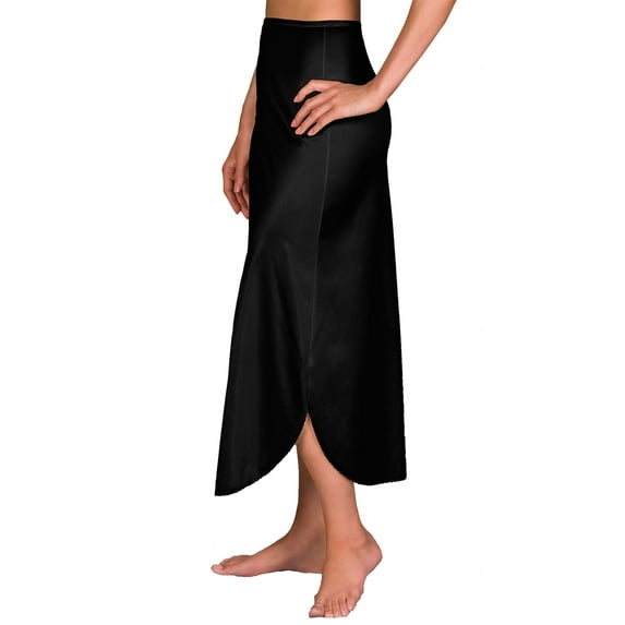 Women's Shadowline 2116X Plus Nylon Essentials Double Slit 1/2 Slip (Black 2X)