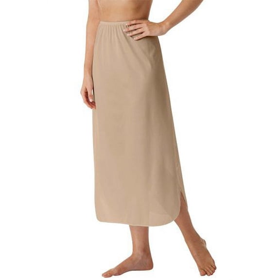Women's Shadowline 2116X Plus Nylon Essentials Double Slit 1/2 Slip (Nude 2X)