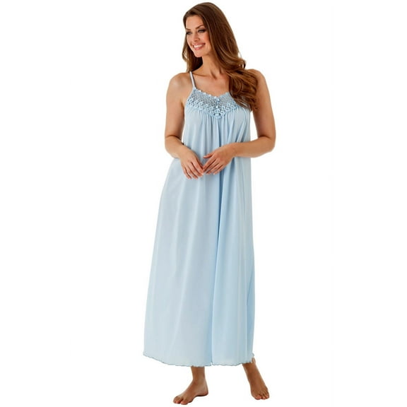 Women's Shadowline 31275X Plus Beloved Sleeveless Long Gown (Blue 1X)