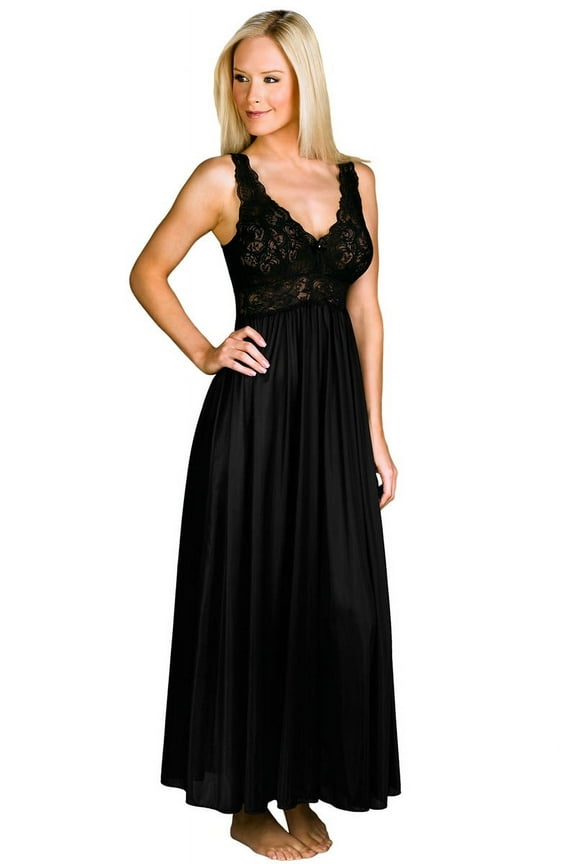 Women's Shadowline 31737 Silhouette 53 Inch Gown (Black M)
