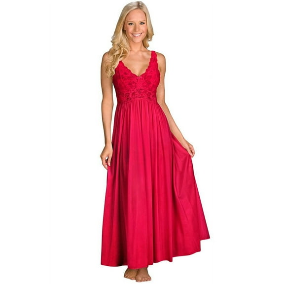 Women's Shadowline 31737 Silhouette 53 Inch Gown (Red M)