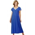 thumbnail image 1 of Women's Shadowline 32123X Plus Size Cameo Nylon Tricot Short Sleeve Gown (Navy 2X), 1 of 2