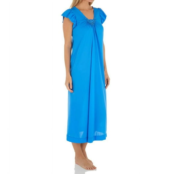 Women's Shadowline 32510 Cherish 50 Inch Cap Sleeve Nightgown (Sapphire S)