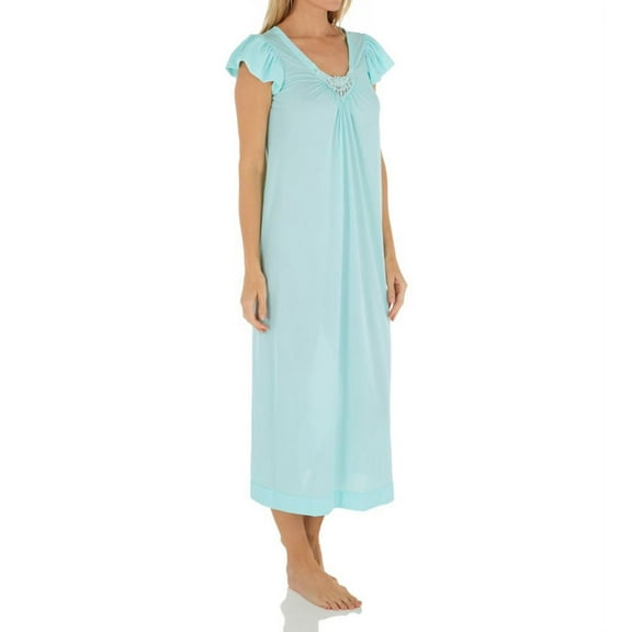 Women's Shadowline 32510 Cherish 50 Inch Cap Sleeve Nightgown (SeaFoam 3X)