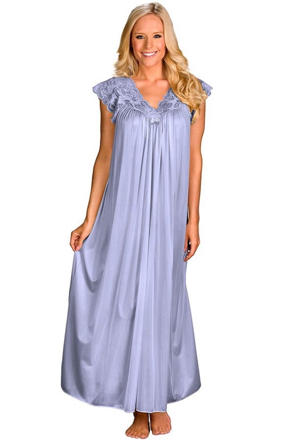 Women's Shadowline 32737 Silhouette 53 Inch Gown (Peri Frost L)