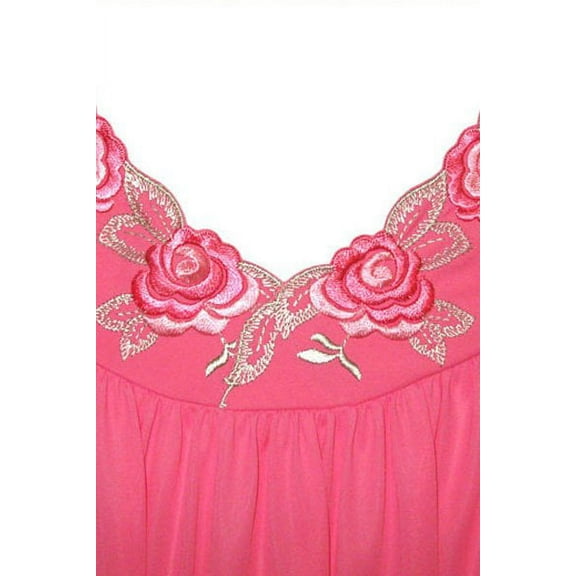 Women's Shadowline 33280 Petals 53 Inch Long Sleeve Gown (Rosy Pink 2X)