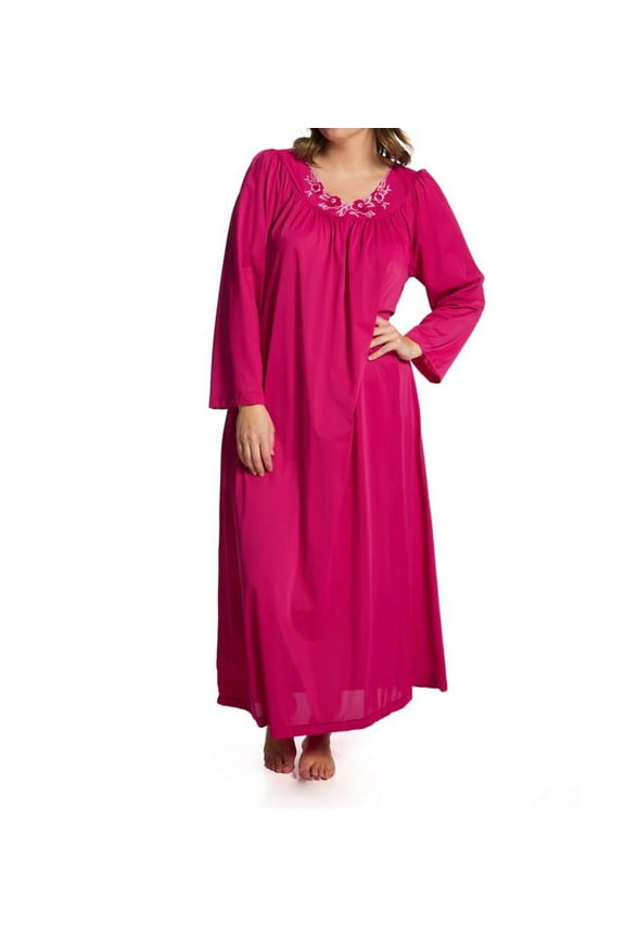 Women's Shadowline 33280X Plus Petals 53 Inch Long Sleeve Gown (Raspberry 3X)