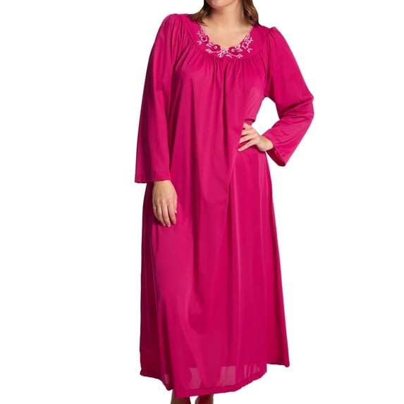 Women's Shadowline 33280X Plus Petals 53 Inch Long Sleeve Gown (Raspberry 3X)