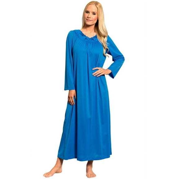Women's Shadowline 33280X Plus Petals 53 Inch Long Sleeve Gown (Sapphire 2X)