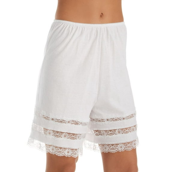 Women's Shadowline 3386 Adjustable Cotton Knit Culottes (White L)