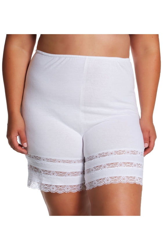Women's Shadowline 3386X Plus Adjustable Cotton Knit Culottes (White 3X)