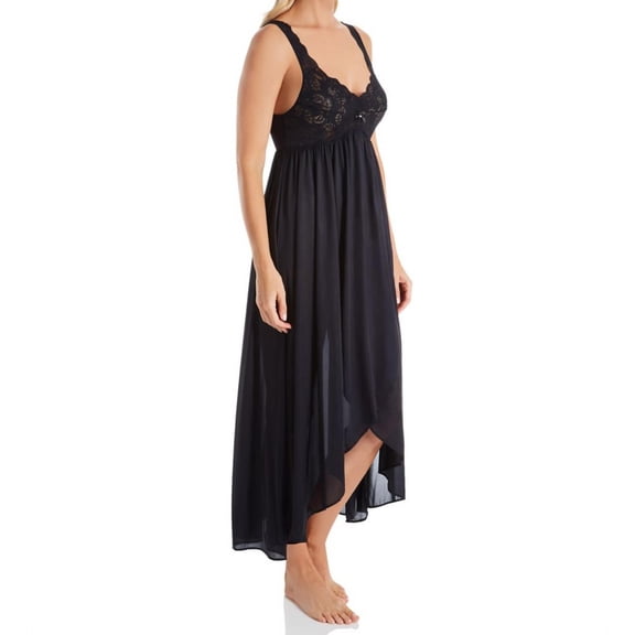 Women's Shadowline 35737 Silhouette Nylon Tricot Hi-Low Gown (Black M)