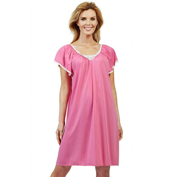 Women's Shadowline 36123X Plus Cameo Nylon Tricot S/S 40 Inch Waltz Gown (Rosy Pink 2X)