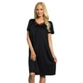 thumbnail image 1 of Women's Shadowline 36280 Petals Short Sleeve Gown (Black S), 1 of 12