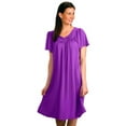 thumbnail image 1 of Women's Shadowline 36280 Petals Short Sleeve Gown (Purple M), 1 of 12