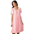 thumbnail image 1 of Women's Shadowline 36280X Plus Petals Short Sleeve Gown (Pink 1X), 1 of 12