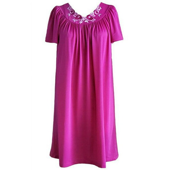 Women's Shadowline 36280X Plus Petals Short Sleeve Gown (Raspberry 1X)