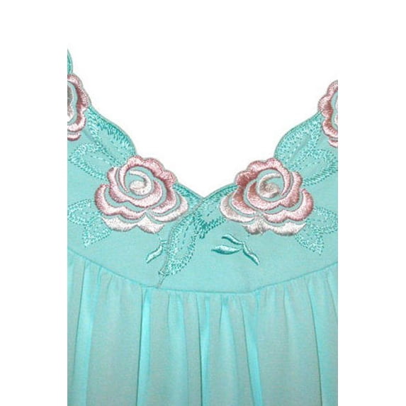 Women's Shadowline 36280X Plus Petals Short Sleeve Gown (SeaFoam 3X)
