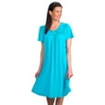 thumbnail image 1 of Women's Shadowline 36280X Plus Petals Short Sleeve Gown (Turquoise 3X), 1 of 12