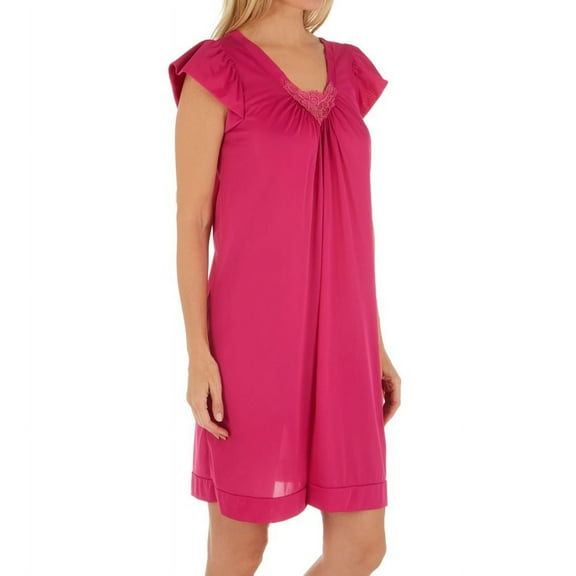 Women's Shadowline 36510 Cherish 38 Inch Cap Sleeve Nightgown (Raspberry L)