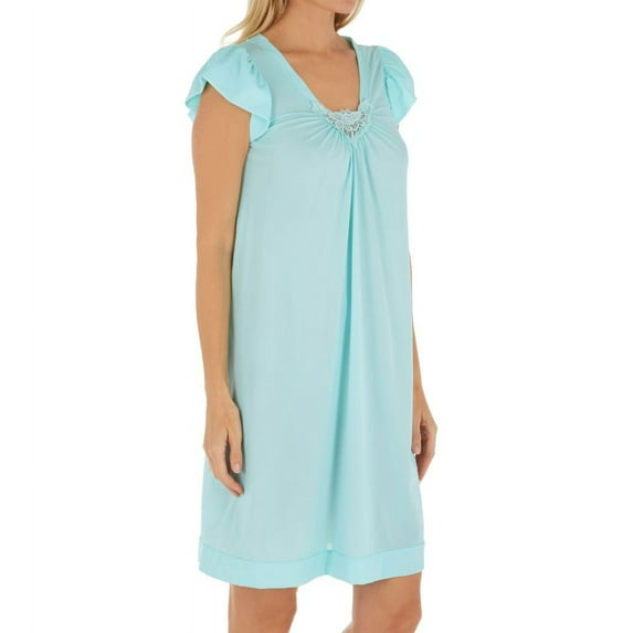Women's Shadowline 36510 Cherish 38 Inch Cap Sleeve Nightgown (SeaFoam 2X)