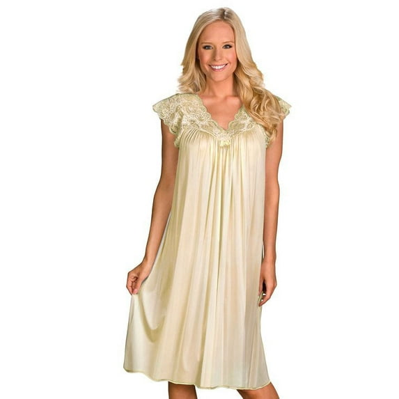 Women's Shadowline 36737X Plus Silhouette Gown (Ivory 1X)