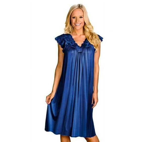 Women's Shadowline 36737X Plus Silhouette Gown (Navy 2X)