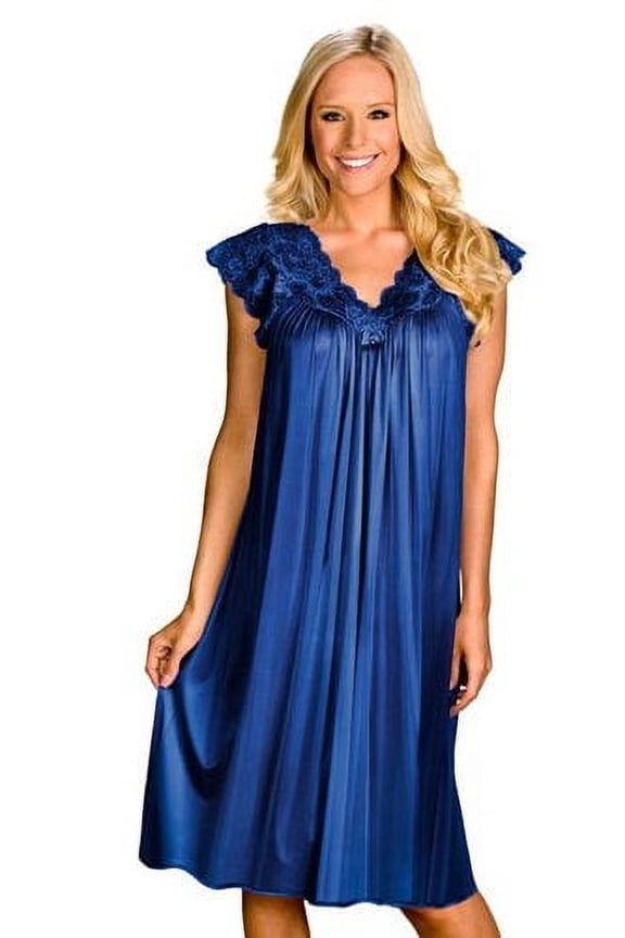 Women's Shadowline 36737X Plus Silhouette Gown (Navy 3X)