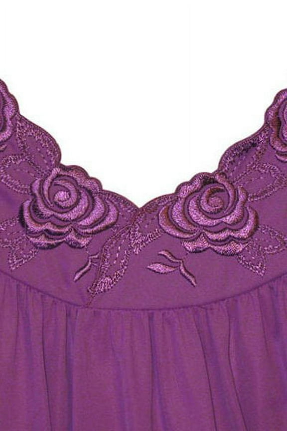 Women's Shadowline 37280 Petals 40 Inch Embroidery Gown (Purple S)
